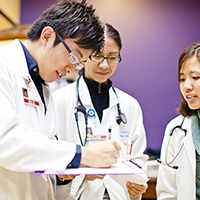"group of young doctors working together"