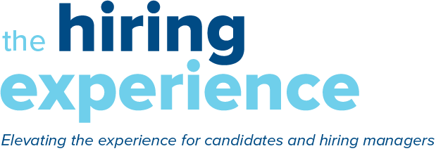 The Hiring Experience web banner with blue swooping arrows