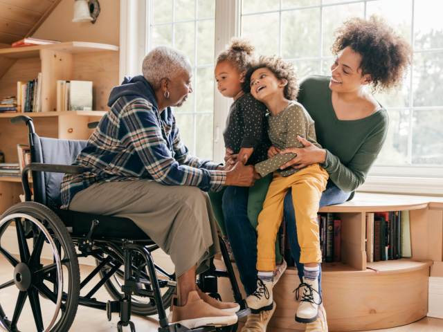family playing indoors