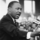 Martin Luther King Jr making a speech